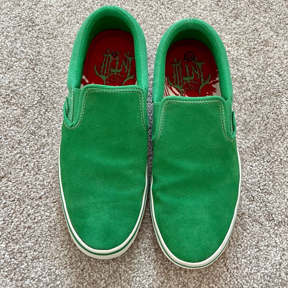 GUC Green suede Vans slip-ones